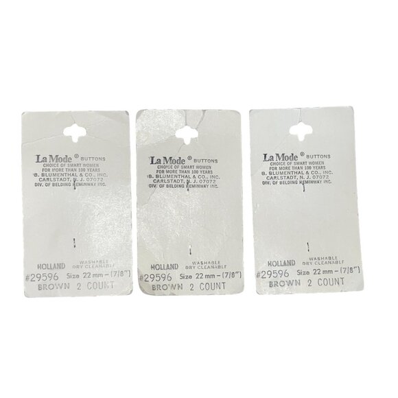 Vintage La Mode Buttons NEW Old Stock 6 Buttons 29596 Brown 7/8” - Picture 3 of 10